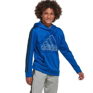 Adidas Blue Logo Pull Over Hoodie Youth Size Medium (10-12)
